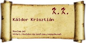 Káldor Krisztián névjegykártya